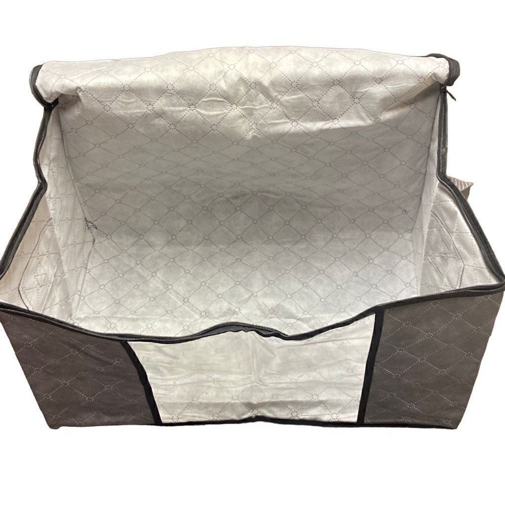 2 Pack Fabric Storage Container Zip Top Grey With Handles And Window 21”x14”x12” - Picture 3 of 4